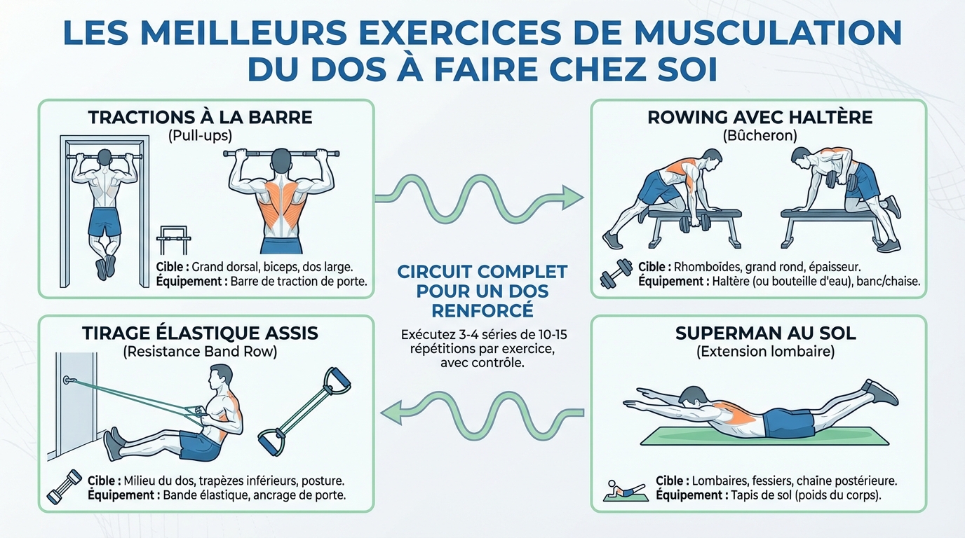Les meilleurs exercices de musculation du dos à faire chez soi 1 Exercices de musculation du dos à la maison