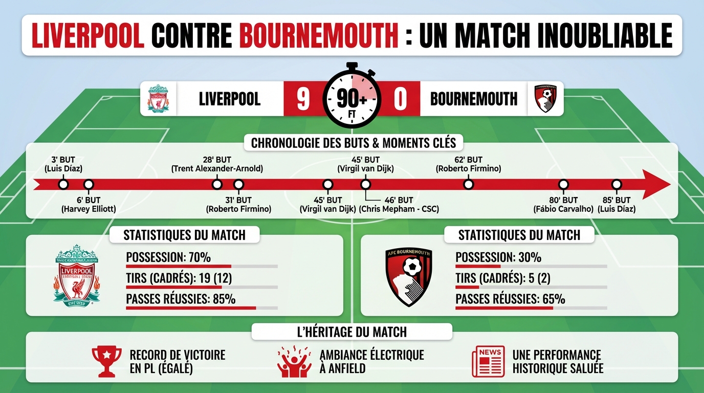Liverpool contre bournemouth : un match inoubliable 1 Statistiques clés