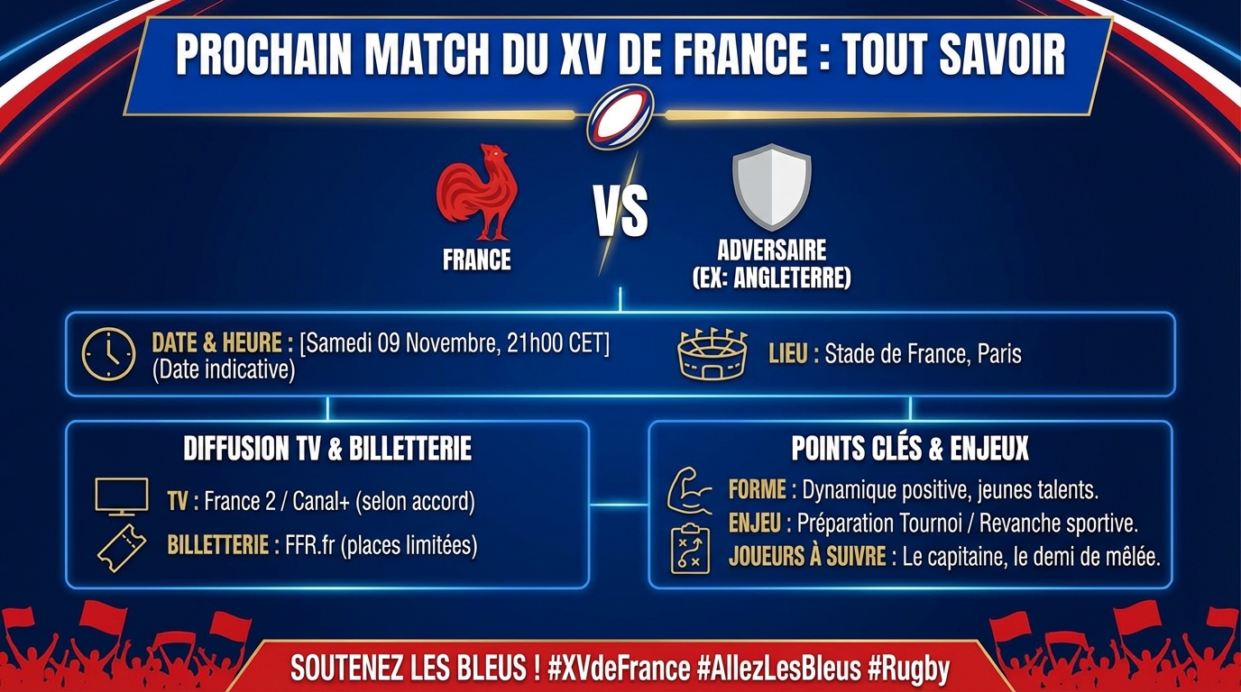 Calendrier des prochains matchs de rugby de la France